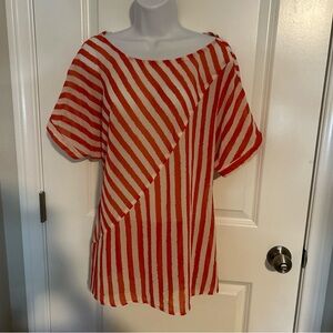 Ceres Women’s Large Top Orange White Stripe Sheer